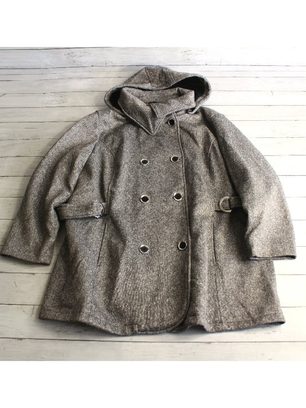 Intl Details Women's Winter Coat Plus Size 3X Hooded Peacoat